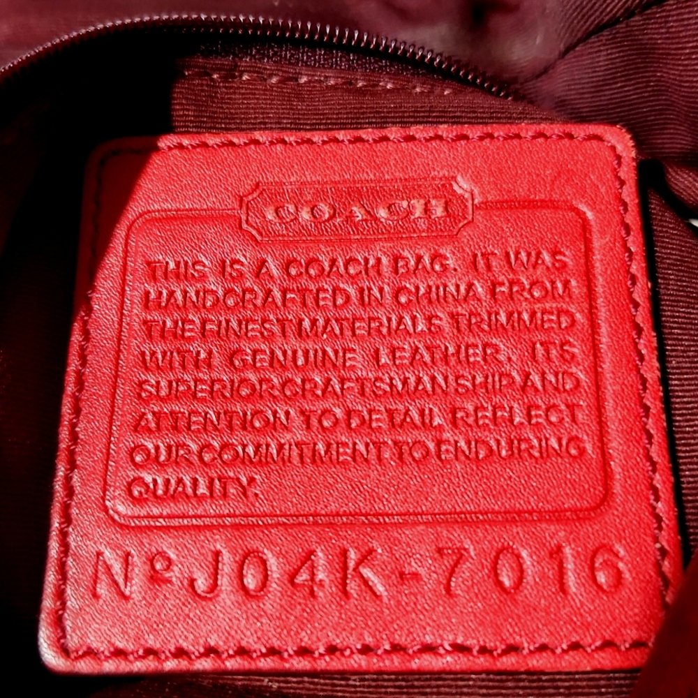 Coach Canvas Suede Signature C Red Crossbody Shoulder Bag - Picture 4 of 13